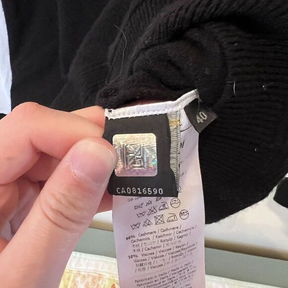 Fendi Womens Cashmere Colorblock Mesh White Yellow Black Size 40 - Picture 12 of 12